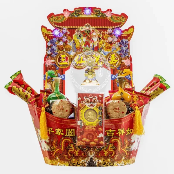 吳府千歲彩繪雷雕燈元寶座
